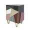 Italian Mid-Century Style Wood, Colored Glass & Brass Sideboards, Set of 2 4