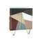 Italian Mid-Century Style Wood, Colored Glass & Brass Sideboards, Set of 2, Image 3