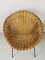 Mid-Century Rattan Armlehnstuhl und Pouf, 2er Set 5