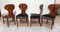 Set of 4 Biedermeier Ballon Chairs, Ash Veneer, Grey Velvet, Vienna, circa 1900, Image 11