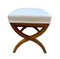 Biedermeier Stool in Walnut & White Faux leather, South Germany, 1840s, Image 3