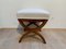 Biedermeier Stool in Walnut & White Faux leather, South Germany, 1840s 10