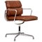 Aluminum EA208 Soft Pad Chair in Tan Leather by Eames for Herman Miller, 1970s 1
