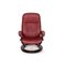 Red Leather Stressless Garda Armchair & Stool Set 9