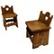 Folk Art Carved Oak Chairs, 1900s, Set of 2 1