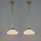 French Art Deco Cream Opaline Glass and Brass Pendants, 1930s, Set of 2 3