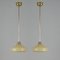 French Art Deco Cream Opaline Glass and Brass Pendants, 1930s, Set of 2 2