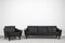 Vintage Danish Modern Black Leather Living Room Set, 1960s, Set of 2 1