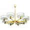 Brass Chandelier with 8 Glass Shades in the style of Kalmar, 1960s 2