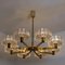 Brass Chandelier with 8 Glass Shades in the style of Kalmar, 1960s 8