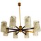 Mid-Century Brass and Blown Glass Chandelier from Hillebrand, 1960s, Image 1