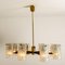 Mid-Century Brass and Blown Glass Chandelier from Hillebrand, 1960s 7