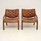 Vintage Scandinavian Bentwood & Leather Armchairs, Set of 2 2
