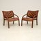 Vintage Scandinavian Bentwood & Leather Armchairs, Set of 2 1