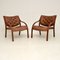 Vintage Scandinavian Bentwood & Leather Armchairs, Set of 2, Image 1