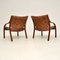 Vintage Scandinavian Bentwood & Leather Armchairs, Set of 2, Image 12