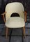 Berger-Shaped Armchair with Rounded Backrest in Light Beech with Yellow Vinyl & White Piping, 1960s 1