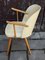 Berger-Shaped Armchair with Rounded Backrest in Light Beech with Yellow Vinyl & White Piping, 1960s 4