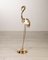 Golden Brass and Craft Wood Standing Flamingo, Image 1