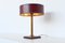 Red Leather Clad Table Lamp by Jacques Adnet, France, 1960, Image 4