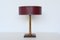 Red Leather Clad Table Lamp by Jacques Adnet, France, 1960, Image 1