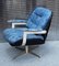 Vintage Black Leatherette & Blue Fabric Rotating Bucket Seat with Chromed Steel Frame, 1960s, Image 3