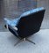 Siège Bucket Pivotant Vintage en Skaï Noir et Tissu Bleu avec Structure en Acier Chromé, 1960s 4
