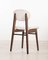 Vintage Chairs in Veneer Wood & White Fabric, 1950s, Set of 4 3