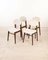 Vintage Chairs in Veneer Wood & White Fabric, 1950s, Set of 4, Image 2