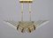 Modern Venini Style Trihedron Ceiling Lamp in Brass and Murano Glass, 1980s 1