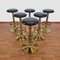 Vintage Gold Metal and Leather Bar Stools, Yugoslavia, 1980s, Set of 6 1
