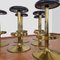 Vintage Gold Metal and Leather Bar Stools, Yugoslavia, 1980s, Set of 6 2
