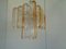 Italian Murano Glass 4-Light Chandelier in Clear Glass with Amber Streaks and Metal Structure, Image 5