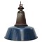 Vintage Industrial Blue Enamel & Cast Iron Pendant Lamp, Image 1