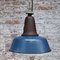 Vintage Industrial Blue Enamel & Cast Iron Pendant Lamp, Image 4