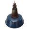 Vintage Industrial Blue Enamel & Cast Iron Pendant Lamp, Image 2