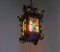 Art Nouveau Arts & Crafts Wrought Iron & Colored Lead Glazing Ceiling Light 17