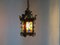 Art Nouveau Arts & Crafts Wrought Iron & Colored Lead Glazing Ceiling Light 16