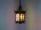 Art Nouveau Arts & Crafts Wrought Iron & Colored Lead Glazing Ceiling Light 15