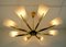 Large Mid-Century Acrylic & Brass Ceiling Lamp with 8 Arms, 1950s, Image 5