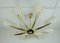 Large Mid-Century Acrylic & Brass Ceiling Lamp with 8 Arms, 1950s, Image 1