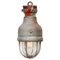 Lámpara colgante industrial vintage de metal gris y vidrio claro de Crouse Hinds, Imagen 1