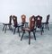 Brutalist Dining Chair Set from Lux-Wood, Belgium, 1960s, Set of 6 14