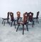 Brutalist Dining Chair Set from Lux-Wood, Belgium, 1960s, Set of 6, Image 14
