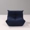 Togo Dark Blue Armchair and Footstool by Michel Ducaroy for Ligne Roset, Set of 2 4