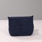 Togo Dark Blue Armchair and Footstool by Michel Ducaroy for Ligne Roset, Set of 2 6