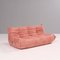 Togo Pink Modular Sofa and Footstool by Michel Ducaroy for Ligne Roset, Set of 3 4