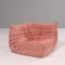 Togo Pink Modular Sofa and Footstool by Michel Ducaroy for Ligne Roset, Set of 3 5