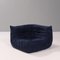 Togo Dark Blue Sofa and Footstool by Michel Ducaroy for Ligne Roset, Set of 3 4