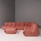 Togo Pink Modular Sofa and Footstool by Michel Ducaroy for Ligne Roset, Set of 5 3